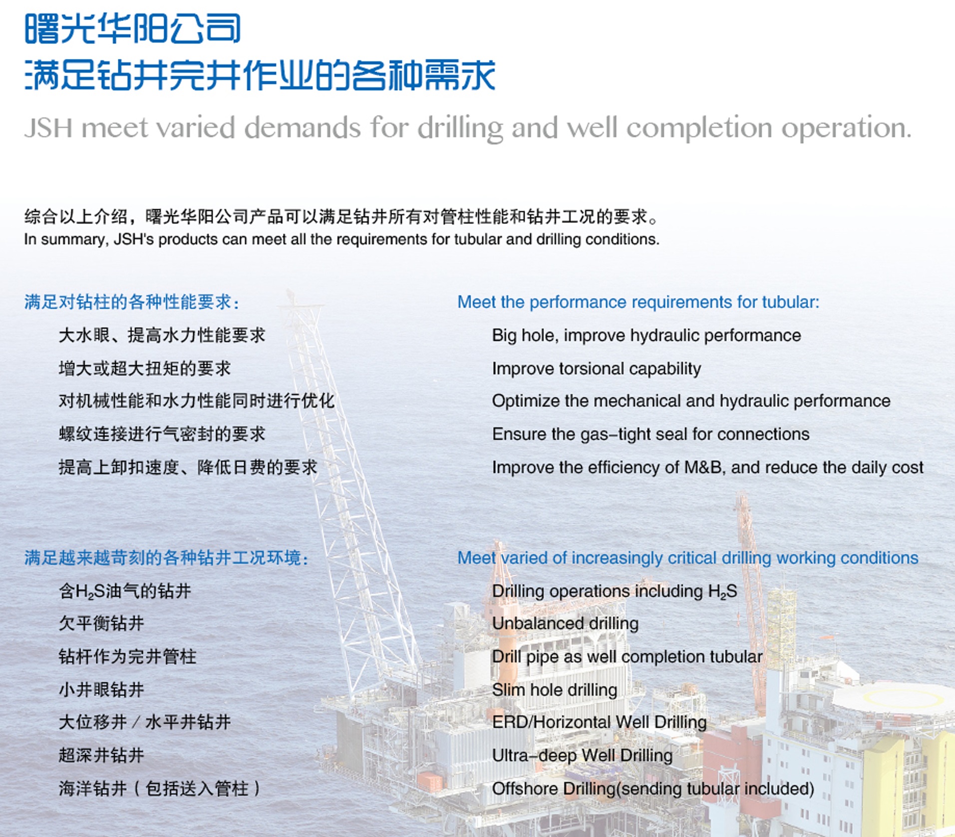曙光华阳公司满足钻井作业的各种需求